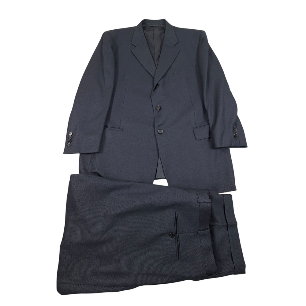 Hickey-Freeman Oakbrook Mens Suit Two-Piece Set Wool Nailhead Blue 46R 40X30